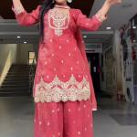 Noor Crunchy Silk Embroidered Sharara Set with Dupatta (NF)