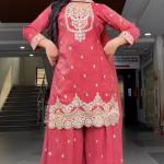 Noor Crunchy Silk Embroidered Sharara Set with Dupatta (NF)