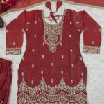 Noor Crunchy Silk Embroidered Sharara Set with Dupatta (NF)
