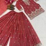 Noor Crunchy Silk Embroidered Sharara Set with Dupatta (NF)