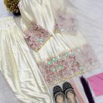 Aarzoo Crepe Silk Moti Work Kurti with Farshi Salwar & Organza Dupatta (MF)