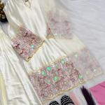 Aarzoo Crepe Silk Moti Work Kurti with Farshi Salwar & Organza Dupatta (MF)