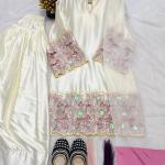 Aarzoo Crepe Silk Moti Work Kurti with Farshi Salwar & Organza Dupatta (MF)