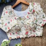 Designer Cambric Cotton Embroidered Blouse – Padded & Custom Dyeable