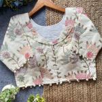 Designer Cambric Cotton Embroidered Blouse – Padded & Custom Dyeable