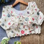 Designer Cambric Cotton Embroidered Blouse – Padded & Custom Dyeable