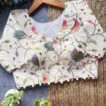 Designer Cambric Cotton Embroidered Blouse – Padded & Custom Dyeable