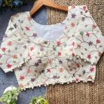 Designer Cambric Cotton Embroidered Blouse – Padded & Custom Dyeable