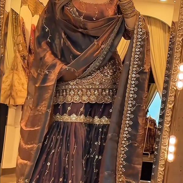 Zehra Fandy Crush Silk Embroidered Sharara Set with Dupatta (MF-506)