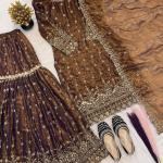 Zehra Fandy Crush Silk Embroidered Sharara Set with Dupatta (MF-506)