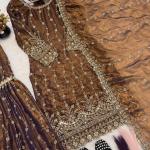 Zehra Fandy Crush Silk Embroidered Sharara Set with Dupatta (MF-506)