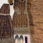 Zehra Fandy Crush Silk Embroidered Sharara Set with Dupatta (MF-506)