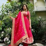 Meher Crepe Silk Embroidered Anarkali Suit Set with Dupatta (NF)