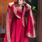 Meher Crepe Silk Embroidered Anarkali Suit Set with Dupatta (NF)