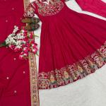 Meher Crepe Silk Embroidered Anarkali Suit Set with Dupatta (NF)