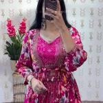 Prisha Chinon Embroidered Crop Top Lehenga Set with Shrug