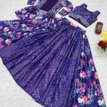 Prisha Chinon Embroidered Crop Top Lehenga Set with Shrug