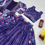 Prisha Chinon Embroidered Crop Top Lehenga Set with Shrug