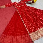 Prisha Jacquard Weaving Designer Gown with Dupatta
