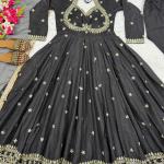 Designer Vichitra Silk Anarkali Suit Set with Dupatta (ND)