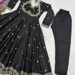 Designer Vichitra Silk Anarkali Suit Set with Dupatta (ND)