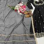 Designer Vichitra Silk Anarkali Suit Set with Dupatta (ND)
