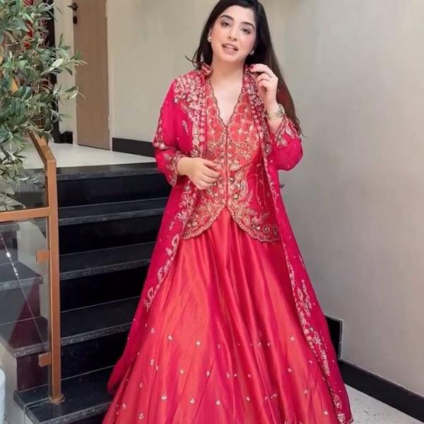 Prisha Simar Silk Embroidered Lehenga Choli Set with Shrug