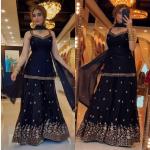 Frendy Silk Embroidered Sharara Set with Dupatta (MC)