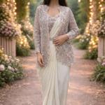 Crepe Silk Ready-to-Wear Saree with Embroidered Jacket & Belt (BB)