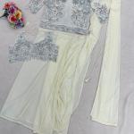 Crepe Silk Ready-to-Wear Saree with Embroidered Jacket & Belt (BB)
