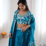 Crepe Silk Indo-Western Dhoti Set with Embroidered Shrug (BB)