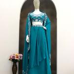 Crepe Silk Indo-Western Dhoti Set with Embroidered Shrug (BB)