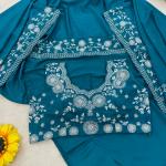 Crepe Silk Indo-Western Dhoti Set with Embroidered Shrug (BB)