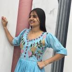 Prisha Mal Cotton Hand Mirror Work Embroidered Gown