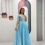 Prisha Mal Cotton Hand Mirror Work Embroidered Gown