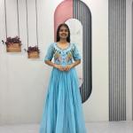 Prisha Mal Cotton Hand Mirror Work Embroidered Gown