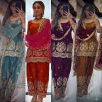 Zarmina Fandy Crush Silk Embroidered Kurti with Farshi Salwar & Dupatta (MF)