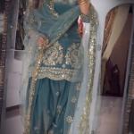 Zarmina Fandy Crush Silk Embroidered Kurti with Farshi Salwar & Dupatta (MF)