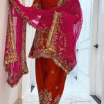 Zarmina Fandy Crush Silk Embroidered Kurti with Farshi Salwar & Dupatta (MF)