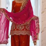 Zarmina Fandy Crush Silk Embroidered Kurti with Farshi Salwar & Dupatta (MF)