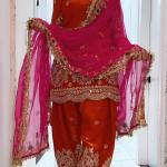 Zarmina Fandy Crush Silk Embroidered Kurti with Farshi Salwar & Dupatta (MF)