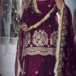 Zarmina Fandy Crush Silk Embroidered Kurti with Farshi Salwar & Dupatta (MF)