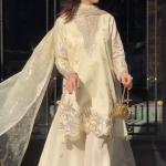 Inaya Crepe Silk Multi-Needle Embroidered Sharara Set with Organza Dupatta (MF)