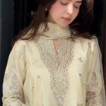 Inaya Crepe Silk Multi-Needle Embroidered Sharara Set with Organza Dupatta (MF)