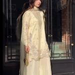 Inaya Crepe Silk Multi-Needle Embroidered Sharara Set with Organza Dupatta (MF)