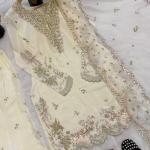 Inaya Crepe Silk Multi-Needle Embroidered Sharara Set with Organza Dupatta (MF)