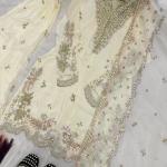 Inaya Crepe Silk Multi-Needle Embroidered Sharara Set with Organza Dupatta (MF)