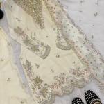 Inaya Crepe Silk Multi-Needle Embroidered Sharara Set with Organza Dupatta (MF)