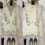 Inaya Crepe Silk Multi-Needle Embroidered Sharara Set with Organza Dupatta (MF)