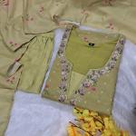 Chanderi Silk Butti Embroidered Kurti Pant Set with Dupatta (anant)
